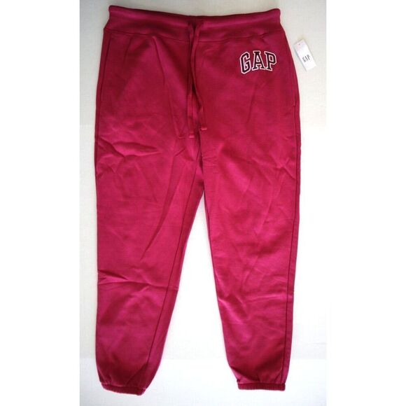 GAP 870261-131 Women's Sz M Cerise Pink Embroidered Logo Fleece Lined Joggers - Picture 1 of 9